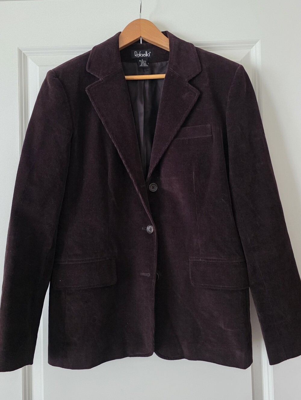Vintage Y2k Corduroy Blazer Womens 8 Dark Brown Rafaella Equestrian Academia